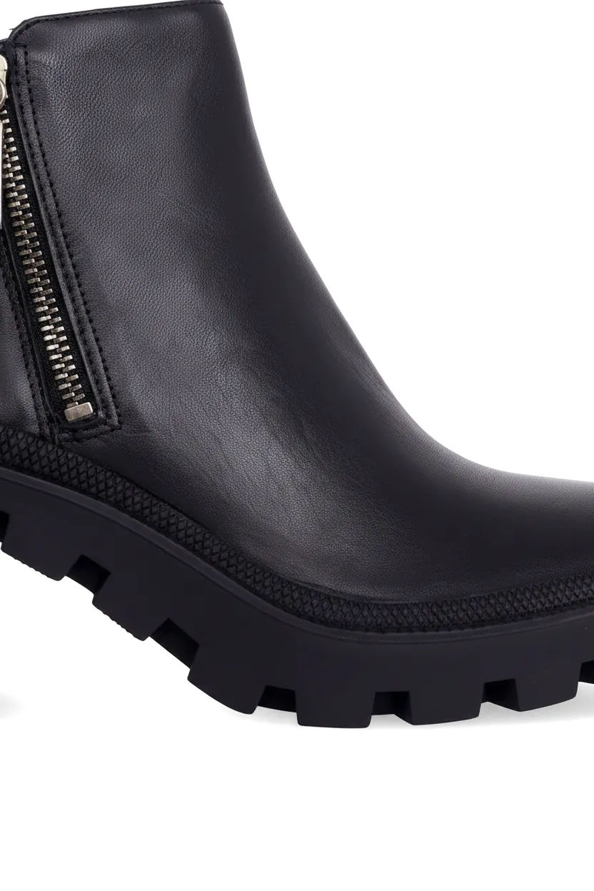 Sophora Black Leather Lug Sole Ankle Boots – 9cm Platform Block Heel - Image 5