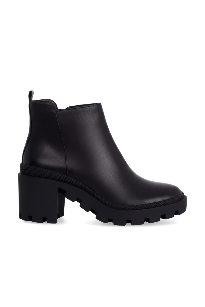 Bottines Femme Sophora en Cuir Noir – Semelle Crantée et Talon 9 cm