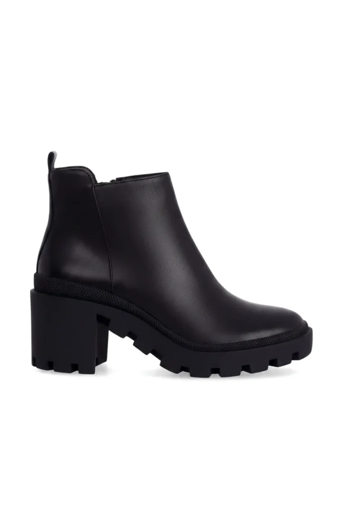 Bottines Femme Sophora en Cuir Noir – Semelle Crantée et Talon 9 cm