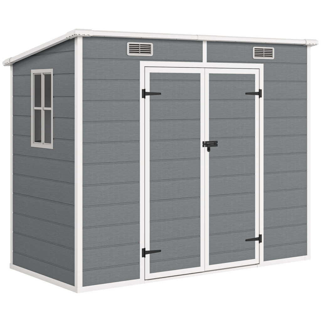 Abri de Jardin en Résine avec Plancher 238 × 125 × 183 cm – Gris