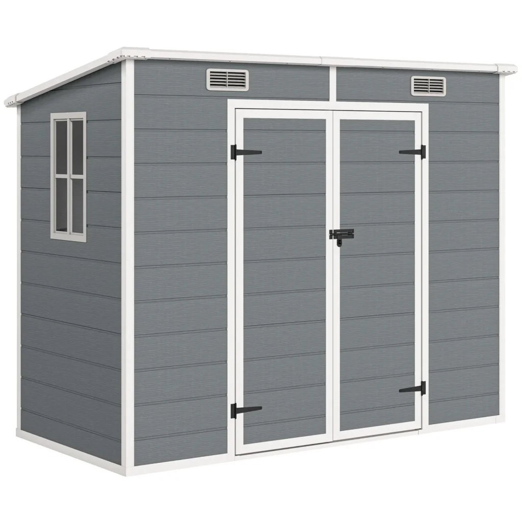 Abri de Jardin en Résine avec Plancher 238 × 125 × 183 cm – Gris