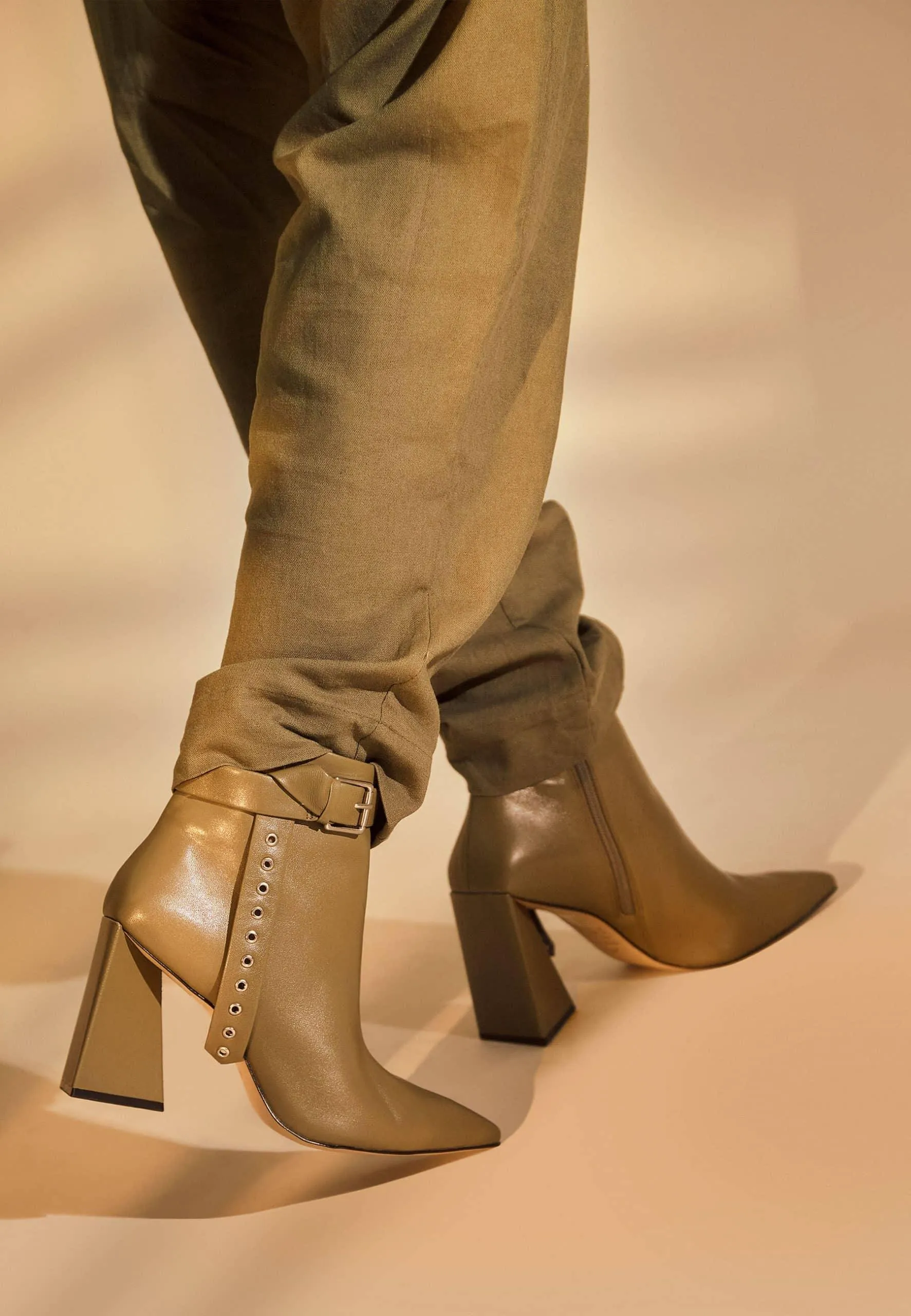 Bottines Femme Salvia en Cuir Vert Olive – Talon Évasé 9 cm - Image 5