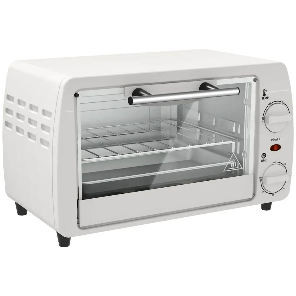 Mini-four électrique 10 L crème – Température réglable 100 à 230 °C avec minuterie 60 min