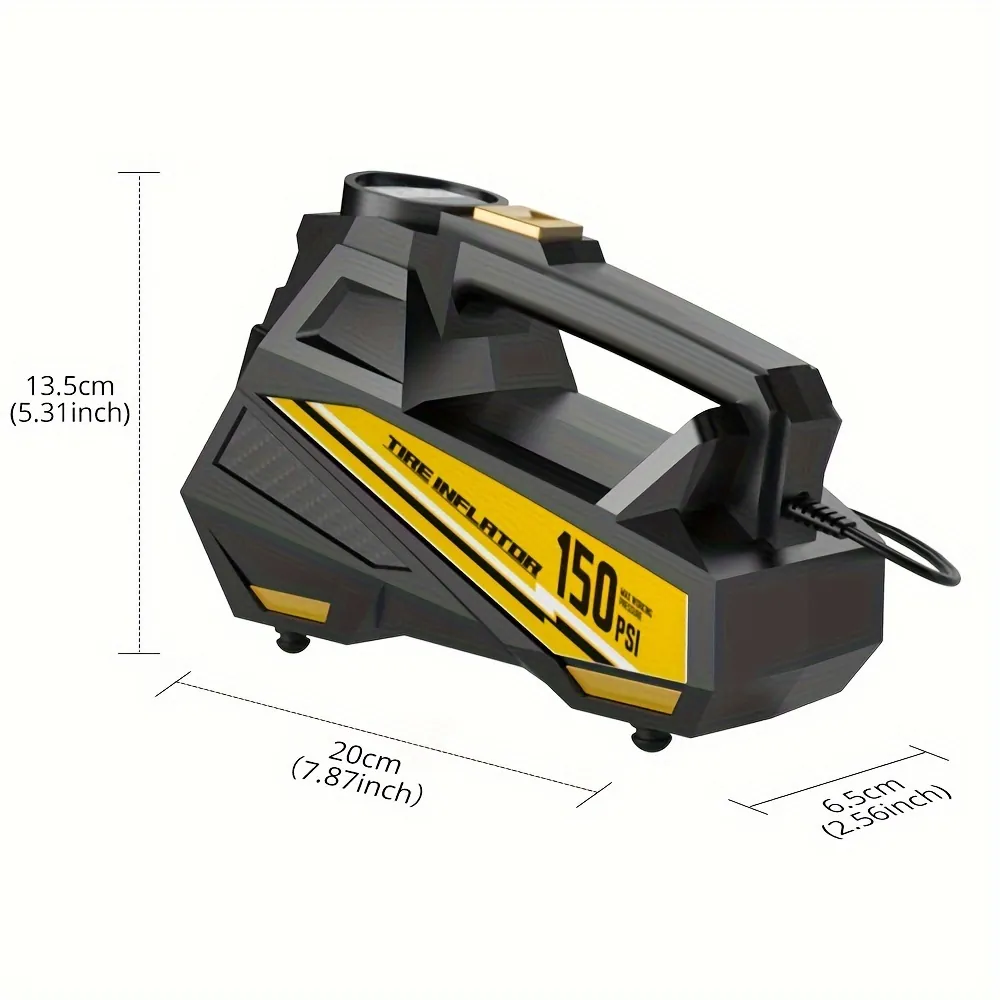 Compresseur d'Air Portable 12V pour Voiture – Gonfleur Pneus Digital 150 PSI avec LED
