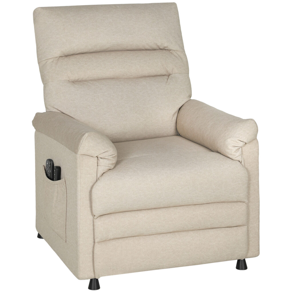 Fauteuil relax électrique massant beige – Inclinaison 150°, massage 8 points, chauffage lombaire et mémoire 2 positions