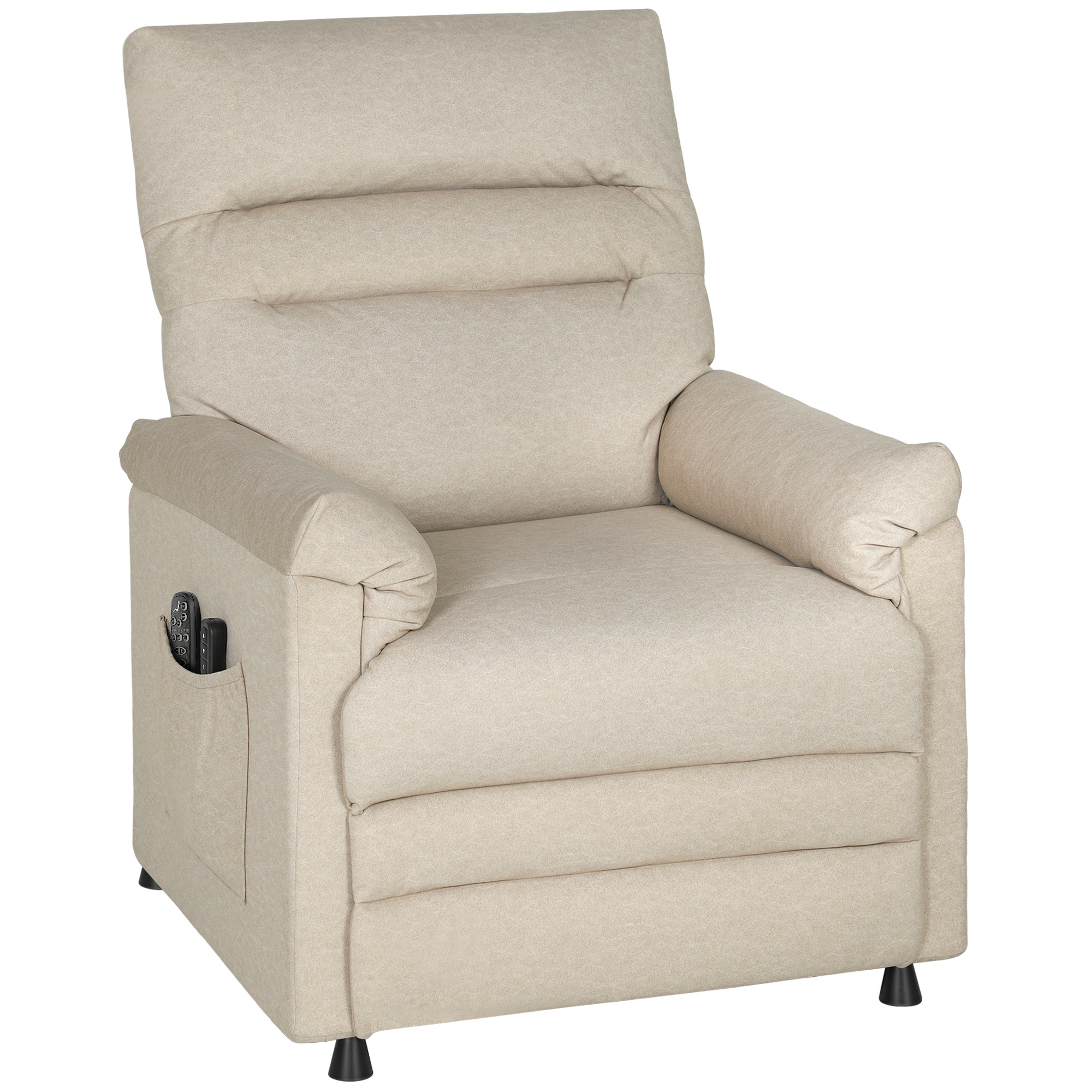 Fauteuil relax électrique massant beige – Inclinaison 150°, massage 8 points, chauffage lombaire et mémoire 2 positions