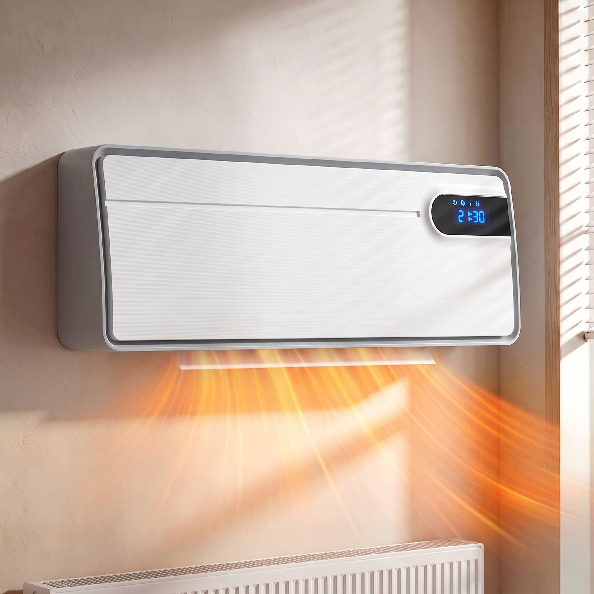 Chauffage soufflant mural connecté Wi-Fi 2000 W – Céramique PTC, Tuya, Alexa, Google Assistant et télécommande – Blanc – Bild 2