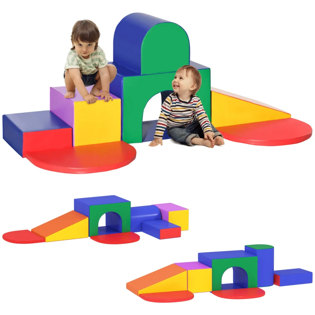 Parcours de Motricité Bébé – 7 Blocs en Mousse XXL Multicolores – 12 à 36 Mois