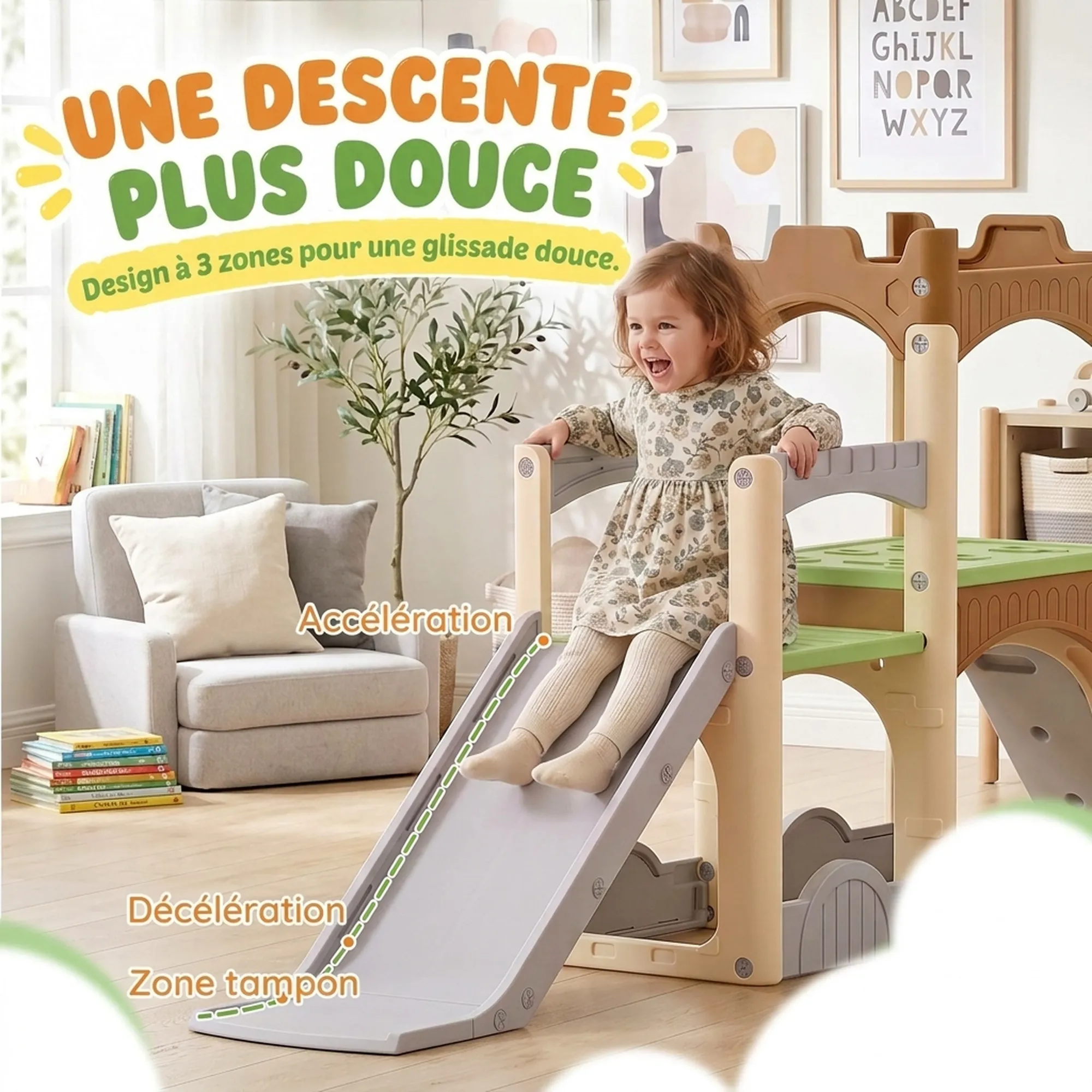 Toboggan enfant 5 en 1 avec escalade, tunnel et plateformes – 3 à 6 ans – Bild 5