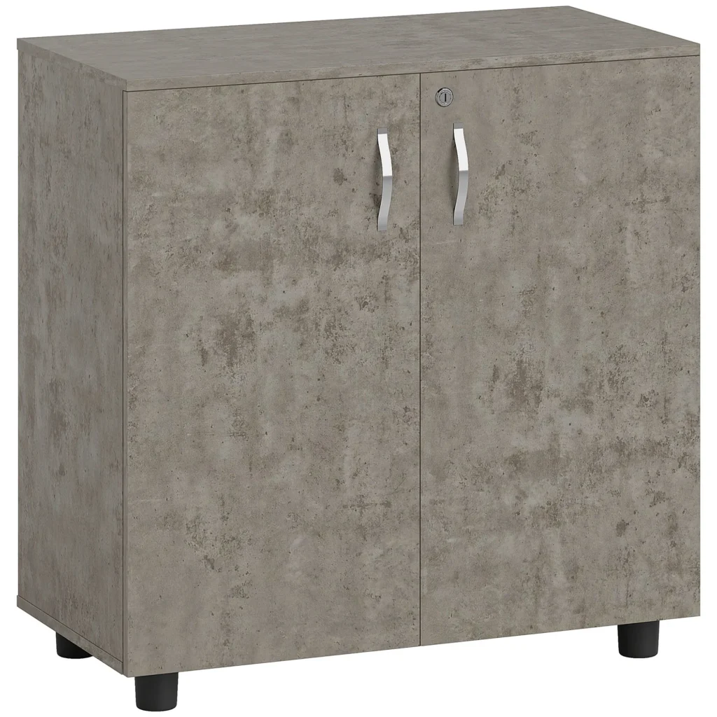 Armoire de Bureau Verrouillable 2 Portes avec Étagère – 80 cm – Gris