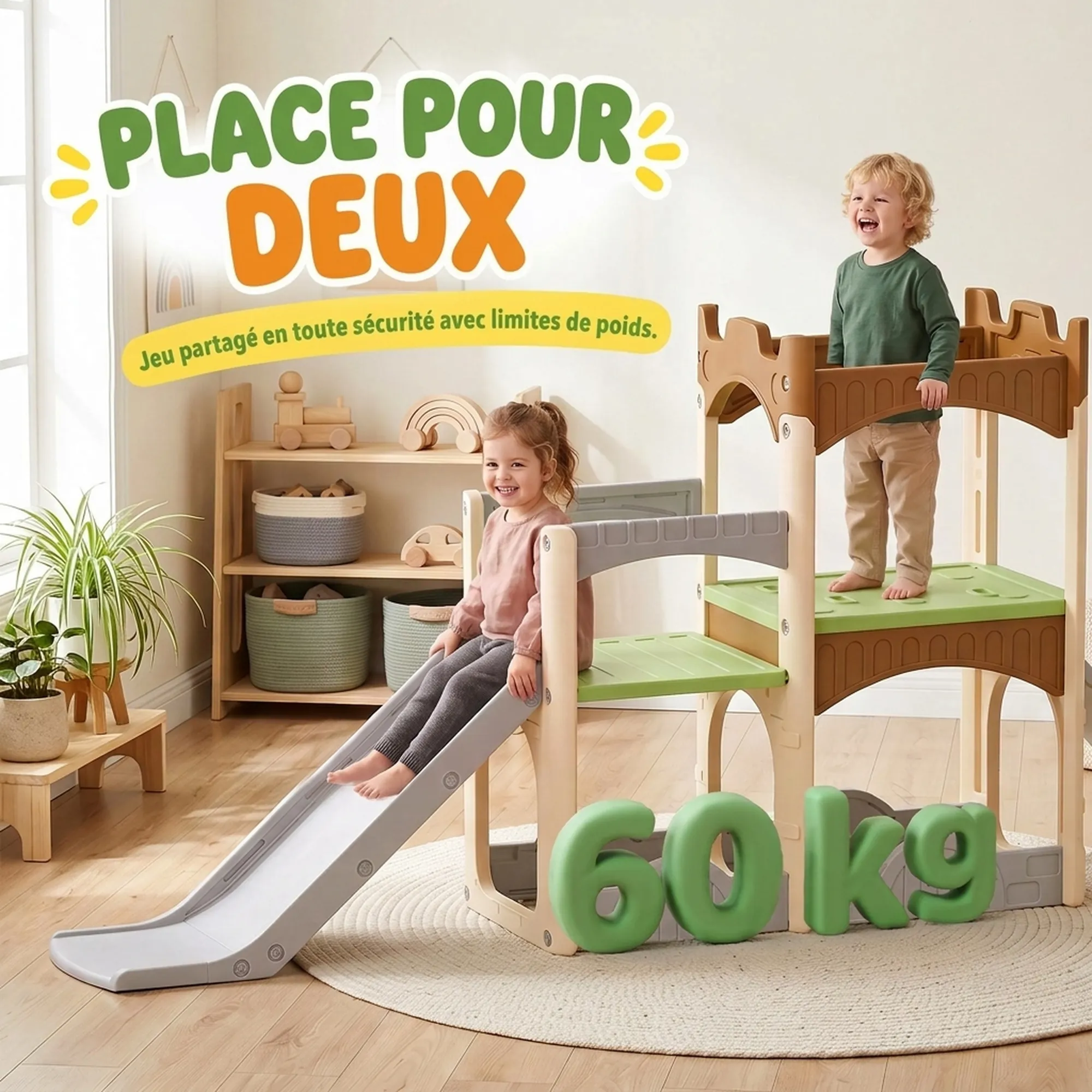 Toboggan enfant 5 en 1 avec escalade, tunnel et plateformes – 3 à 6 ans – Bild 7