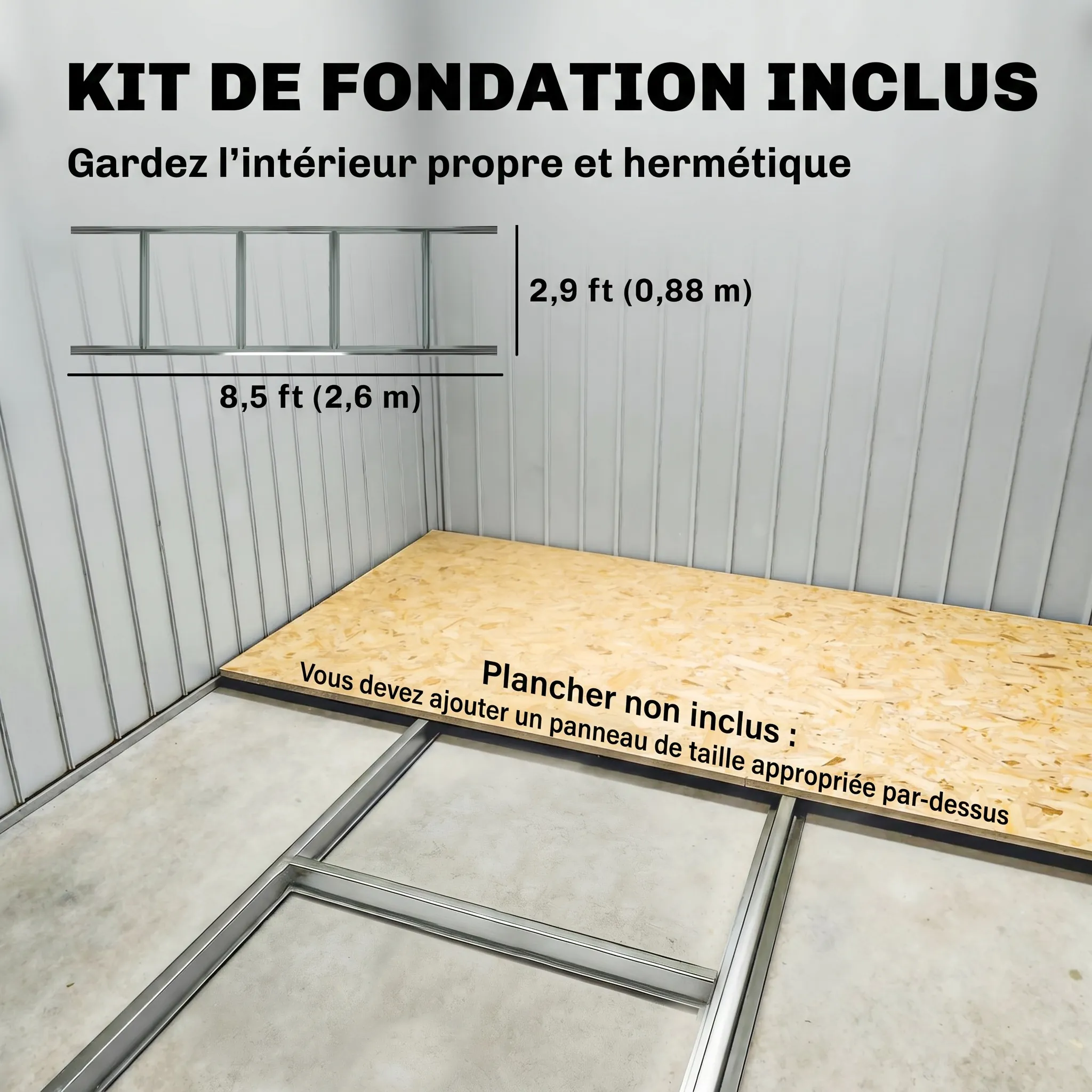 Abri de jardin en métal galvanisé 5,4 m² – Double porte coulissante, ventilation et kit de fondation – Marron – Bild 6