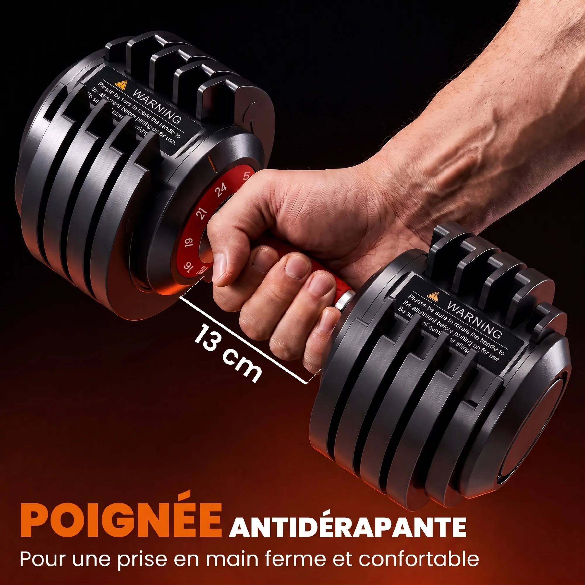 Haltères Réglables 10-en-1 – 2 × 24 kg avec Bases de Rangement – Noir - Image 5