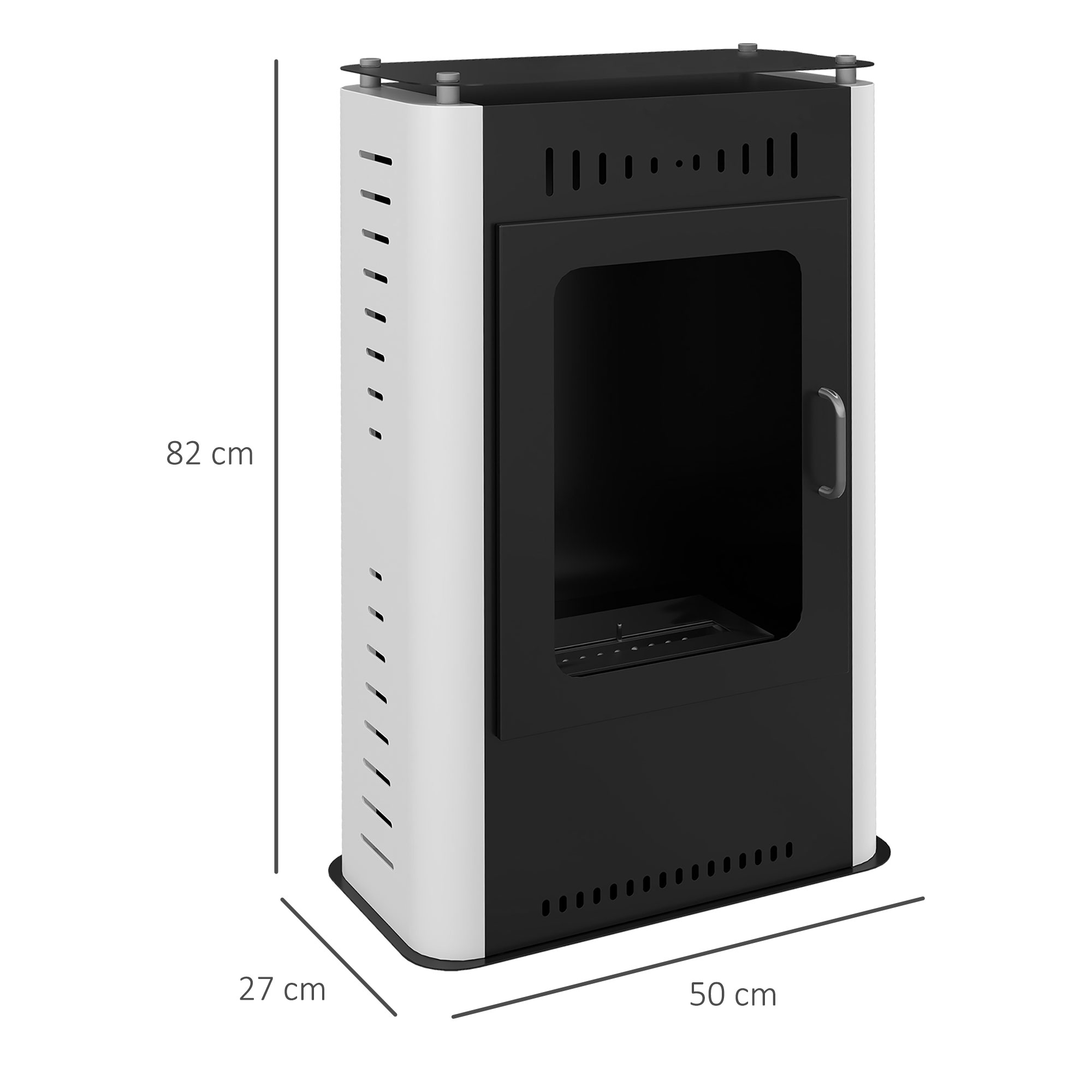 Poêle au Bioéthanol 1,2 L – Cheminée sur Pied 82 cm – Noir et Blanc - Afbeelding 3