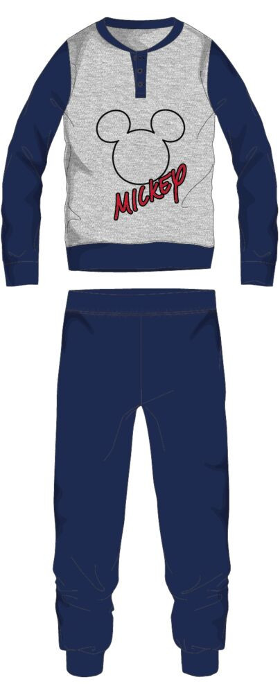 Pyjama Homme Disney Mickey en Jersey – Gris Clair et Bleu Marine – M
