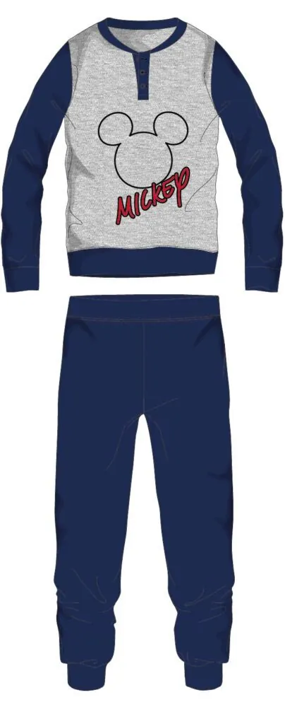 Pyjama Homme Disney Mickey en Jersey – Gris Clair et Bleu Marine – M
