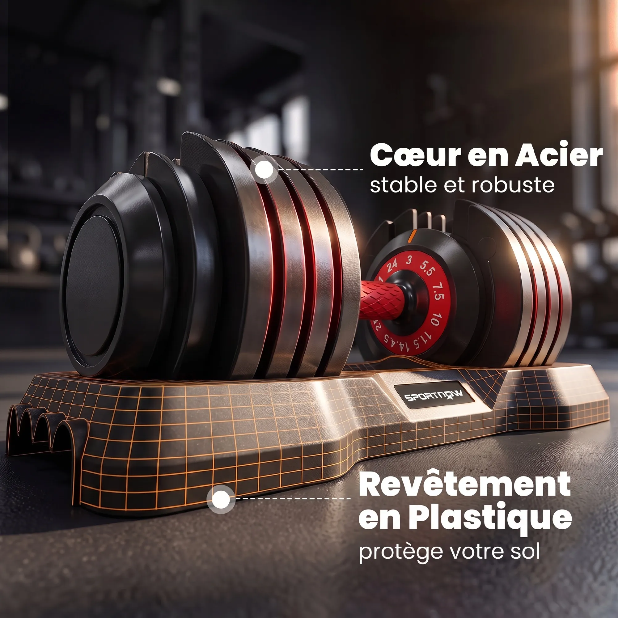 Haltères Réglables 10-en-1 – 2 × 24 kg avec Bases de Rangement – Noir - Image 6