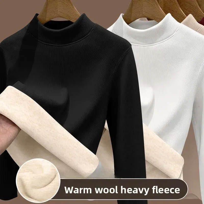 Haut Thermique Femme Doublé Polaire – Col Montant et Manches Longues