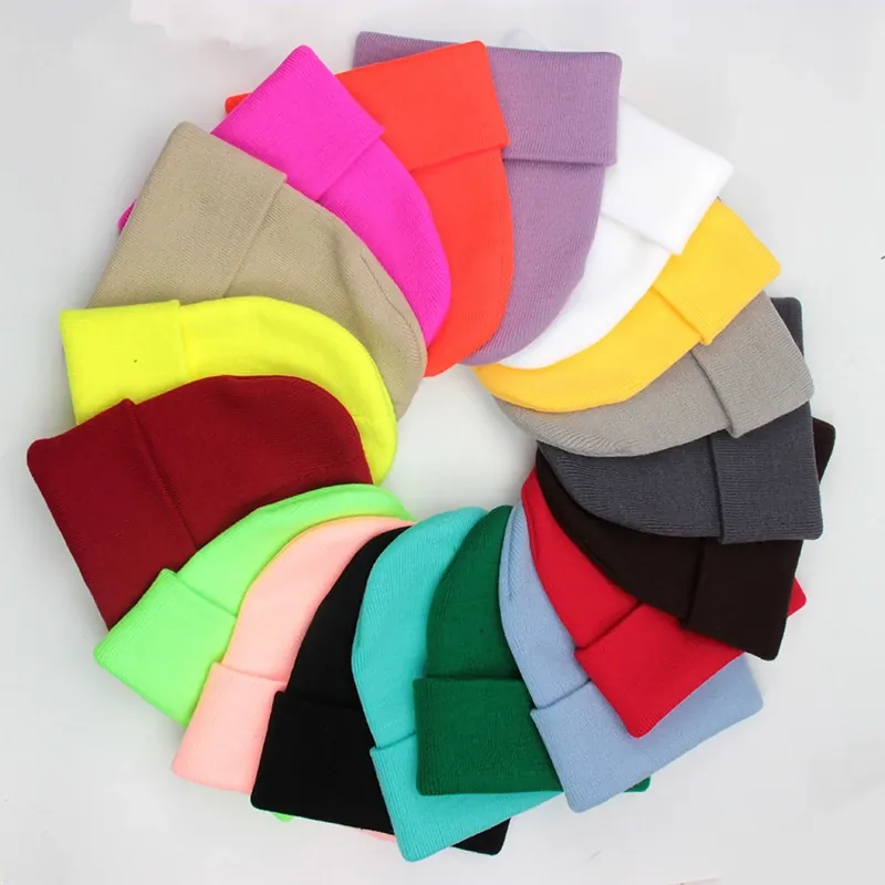 Bonnet Unisexe en Maille Acrylique à Revers – 24 Coloris