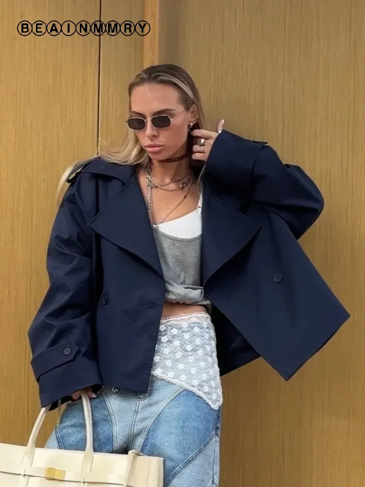 Trench-coat Femme Kaki à Double Boutonnage
