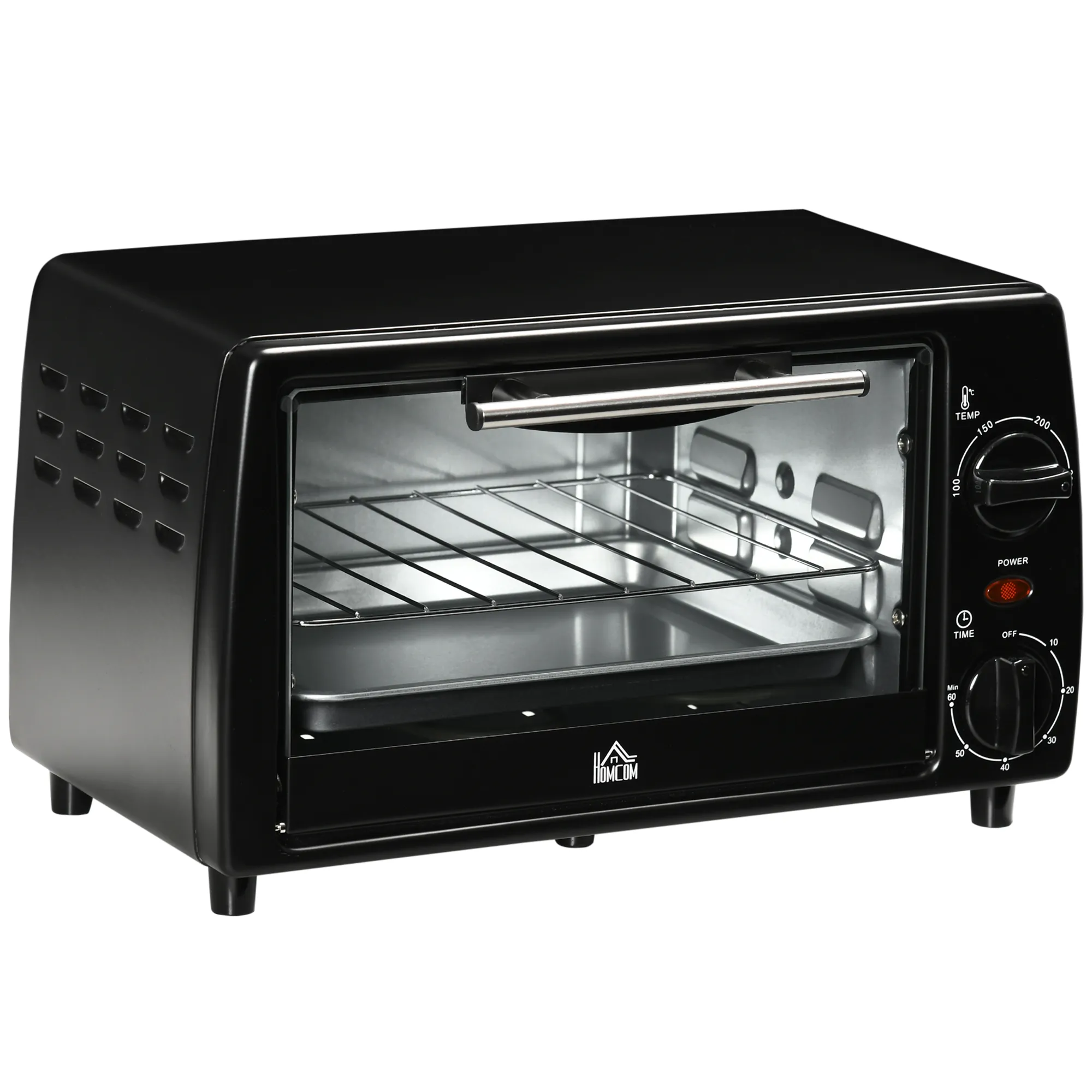 Mini-Four Électrique 10 L – 750 W, Minuterie 60 Min & Grille Réglable – Noir