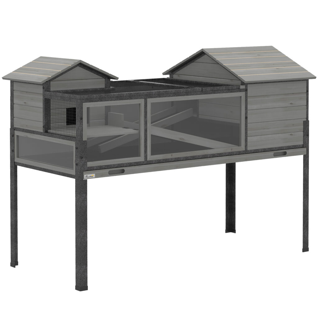 Huis met verhoogde verdieping met trappen – Grijs – 128 cm