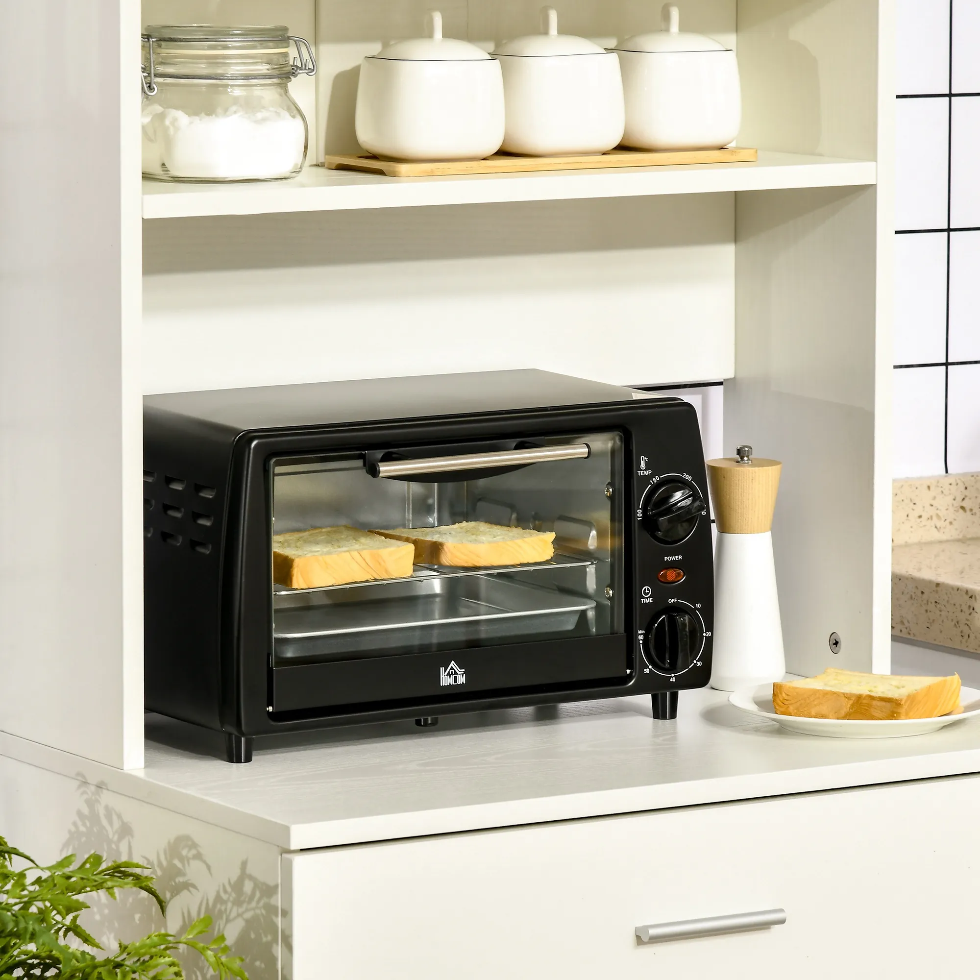 Mini-Four Électrique 10 L – 750 W, Minuterie 60 Min & Grille Réglable – Noir - Image 10