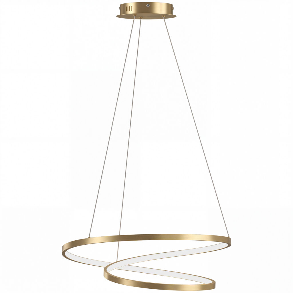 Suspension LED moderne double anneau doré 38 W – 3 couleurs d'éclairage, hauteur réglable et 2200 lumens