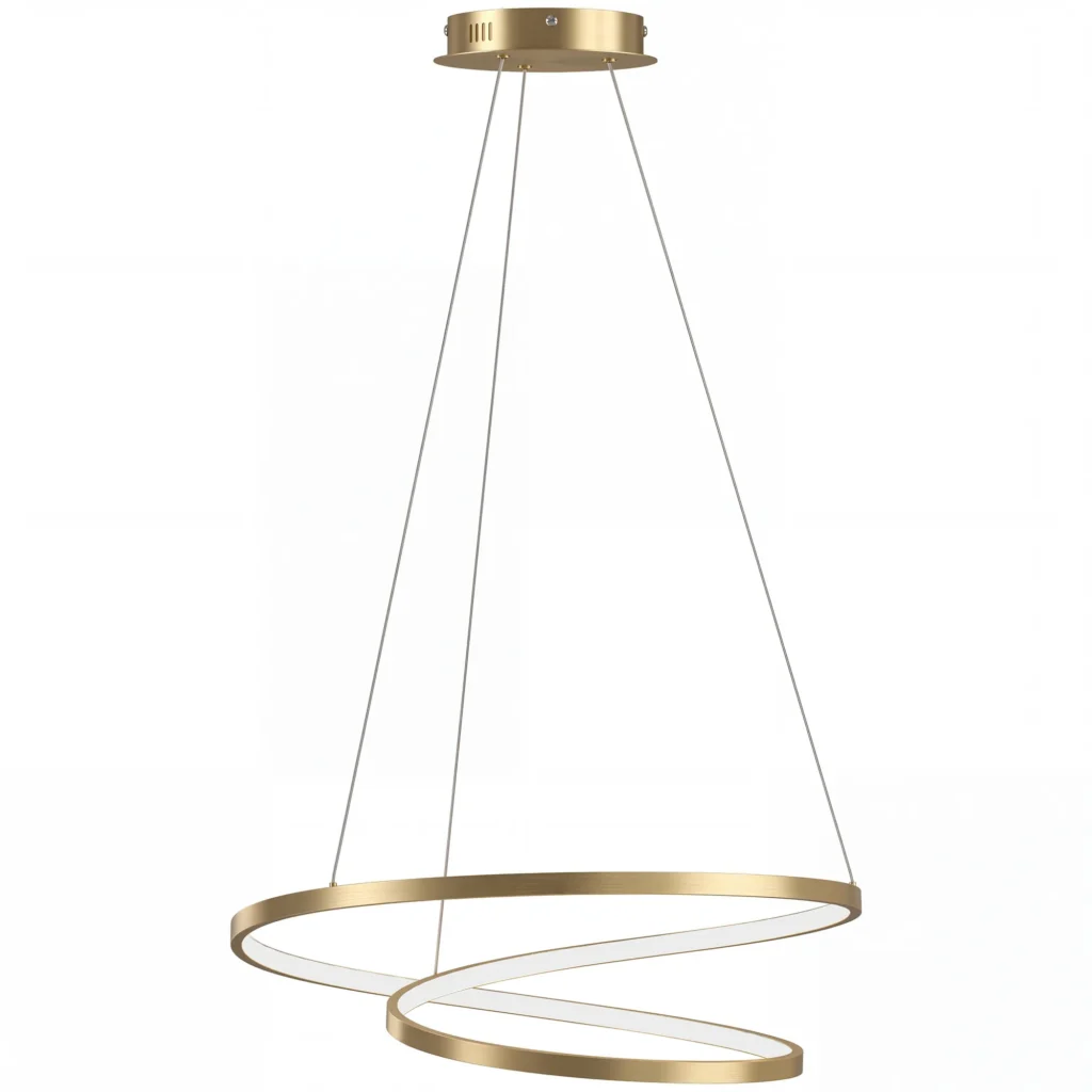 Suspension LED moderne double anneau doré 38 W – 3 couleurs d'éclairage, hauteur réglable et 2200 lumens