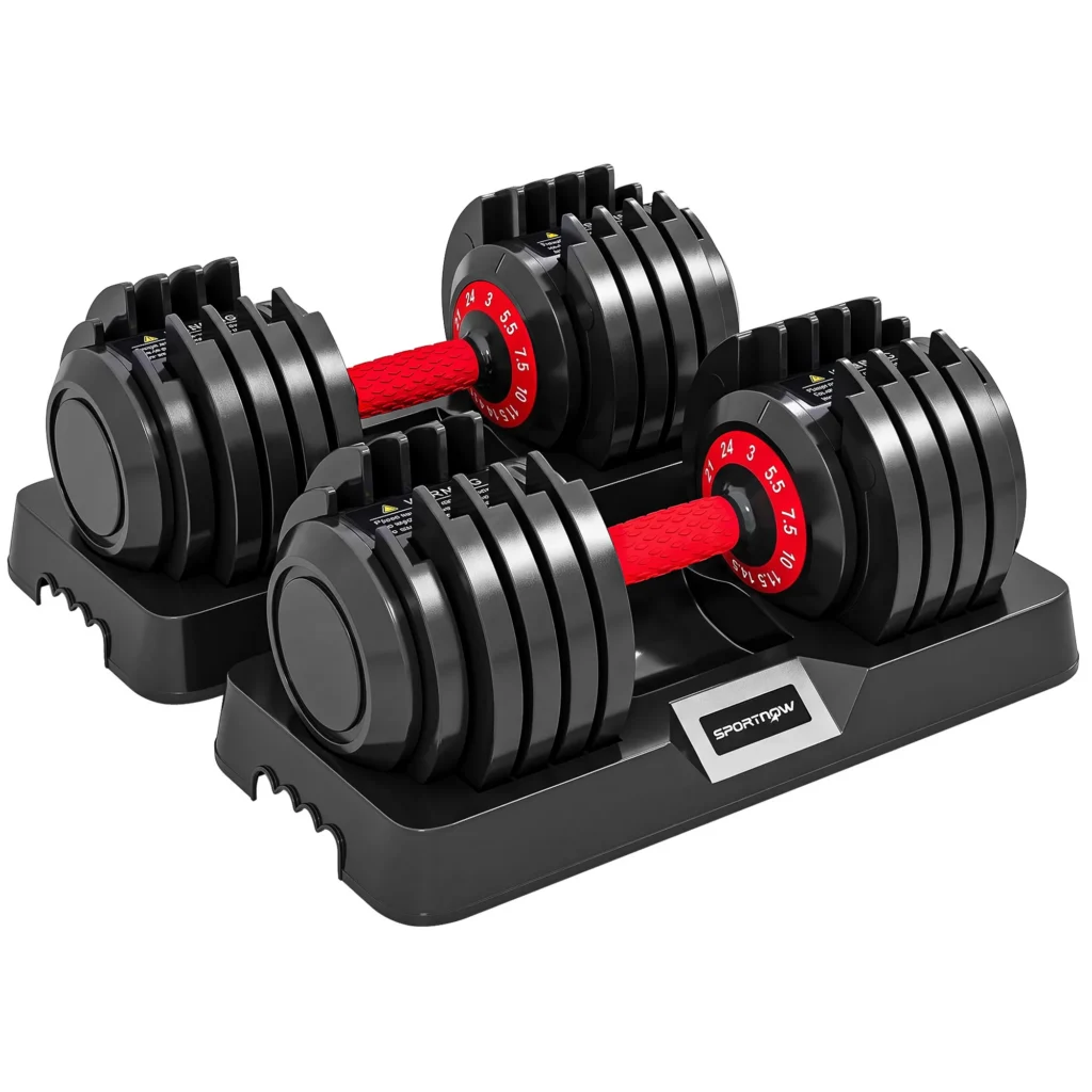 Haltères Réglables 10-en-1 – 2 × 24 kg avec Bases de Rangement – Noir