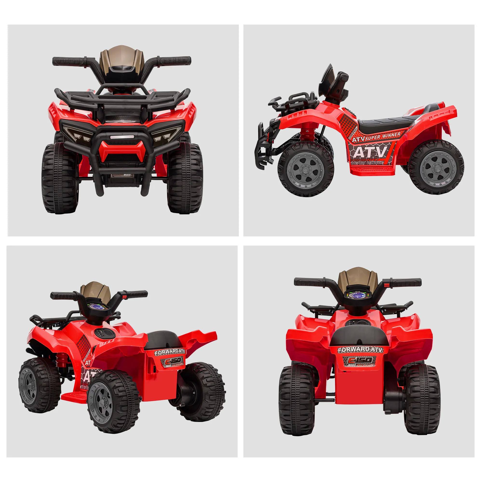 Quad Électrique Enfant Rouge 6 V – 18 à 36 Mois – 4 Roues – 2 km/h - Afbeelding 8