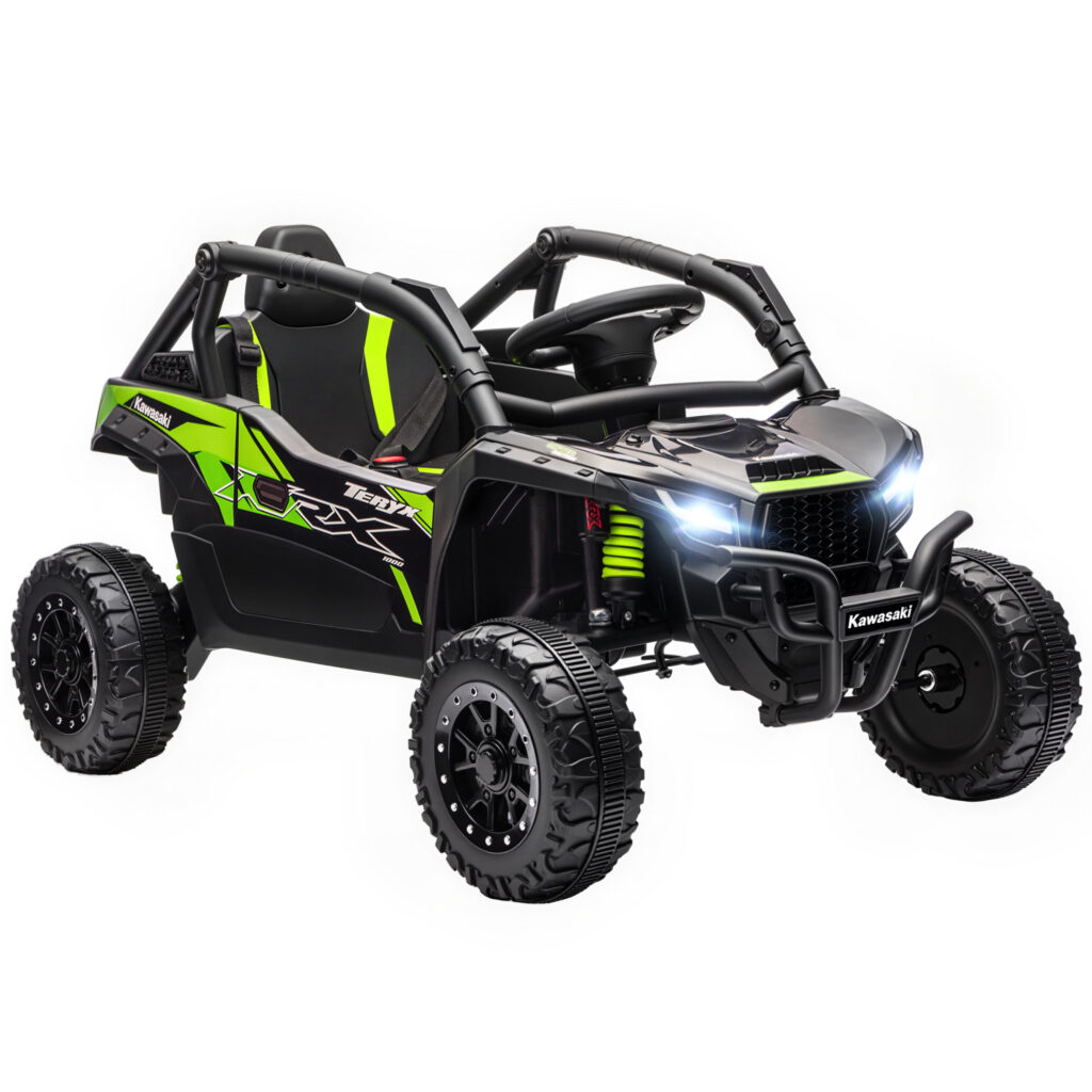 Buggy électrique enfant Kawasaki Teryx KRX 1000 12 V – Télécommande parentale, 2 moteurs et musique – Noir
