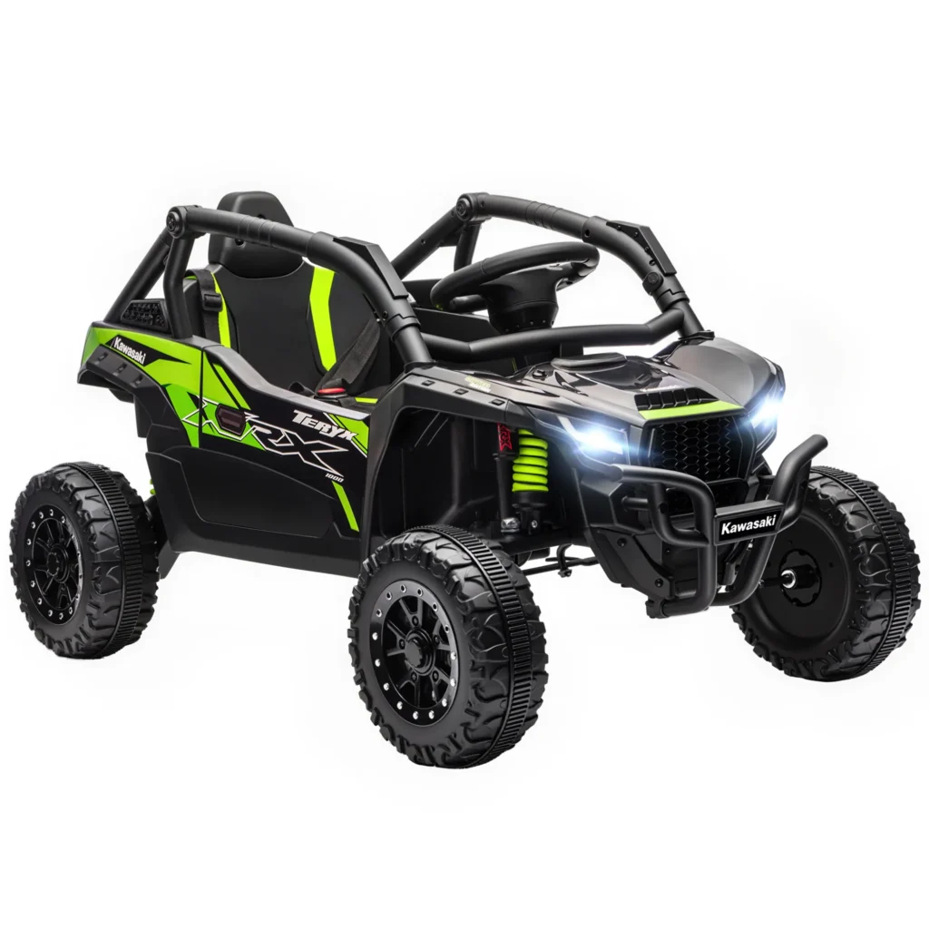 Buggy électrique enfant Kawasaki Teryx KRX 1000 12 V – Télécommande parentale, 2 moteurs et musique – Noir