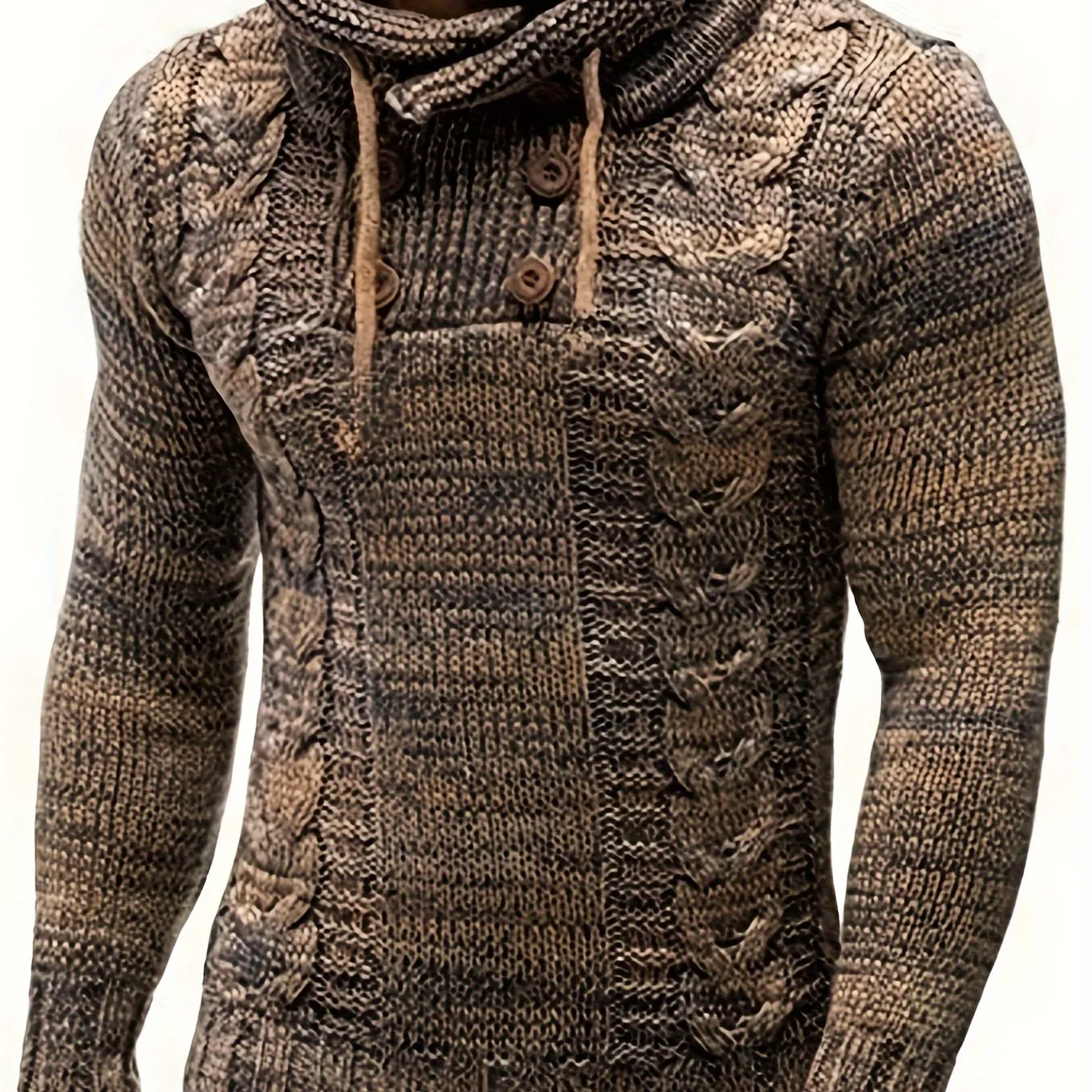 Sweat Homme en Polaire Épaisse à Col Rond – Motif Aile Blanche - Kaki