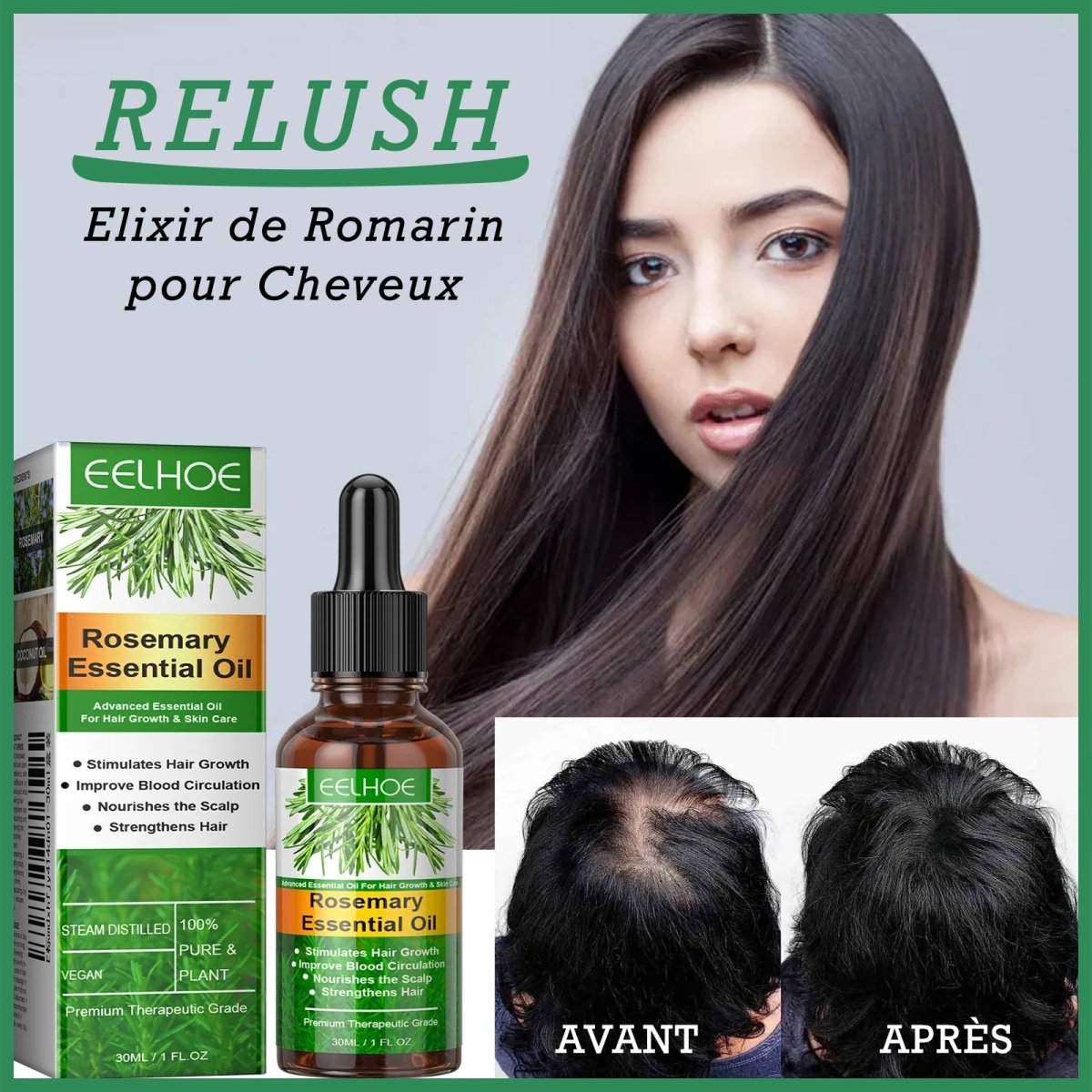 Huile Capillaire ReLush au Romarin & Coco – Soin Nourrissant 30 ml - Image 2