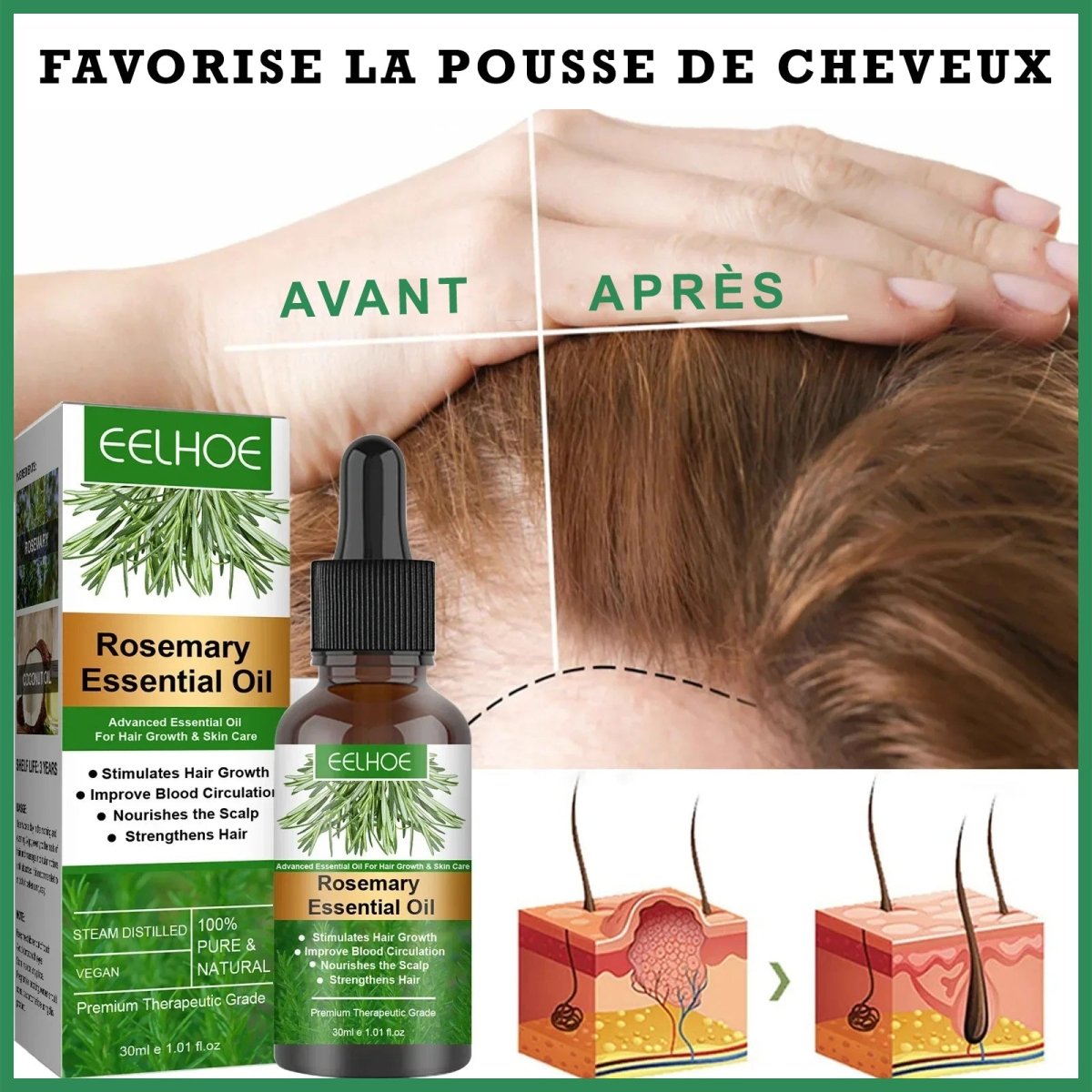 Huile Capillaire ReLush au Romarin & Coco – Soin Nourrissant 30 ml - Image 3