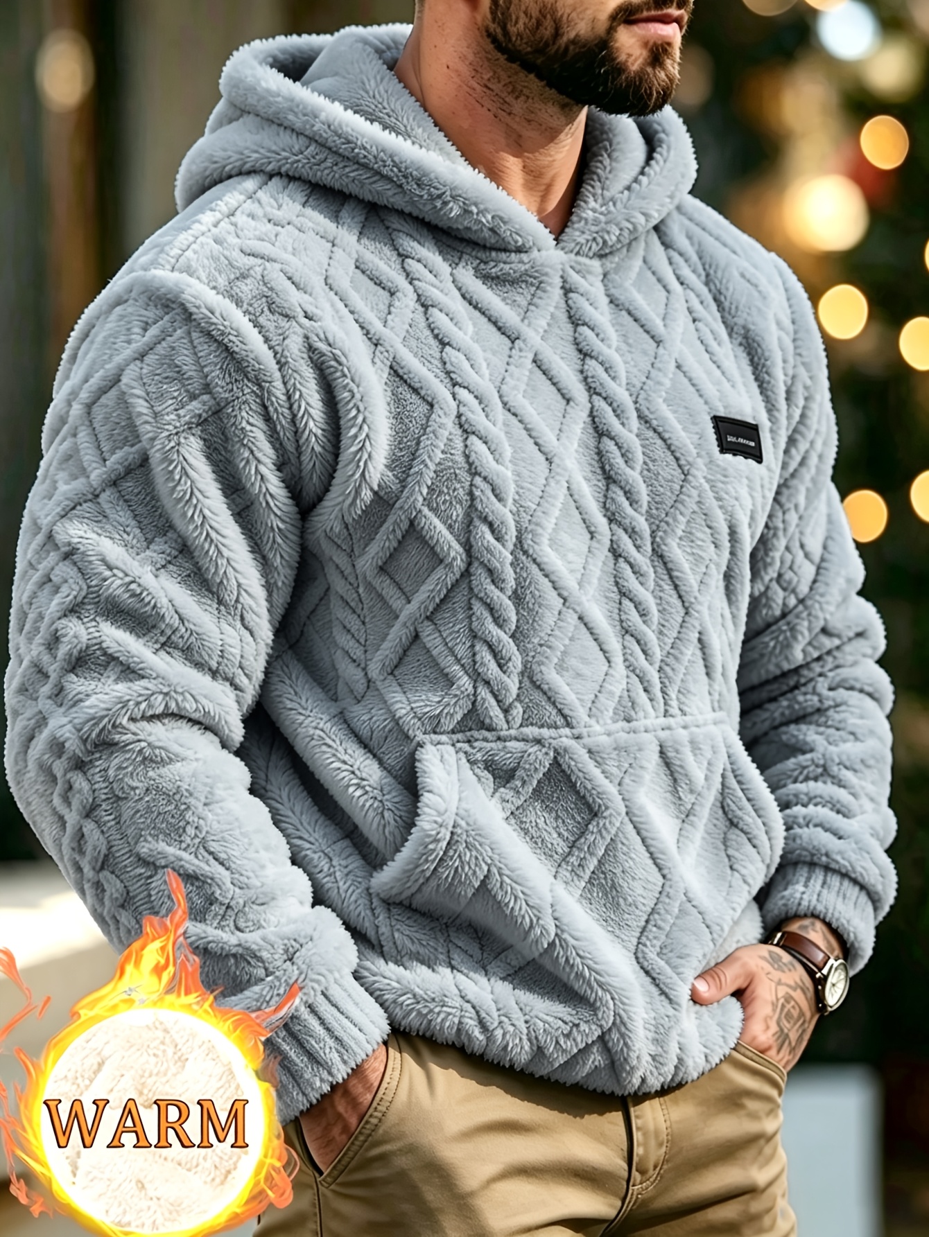 Sweat Homme à Capuche en Polaire Jacquard Double Face – Hiver