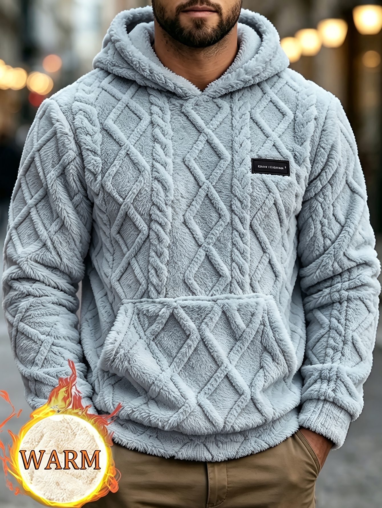 Sweat Homme à Capuche en Polaire Jacquard Double Face – Hiver
