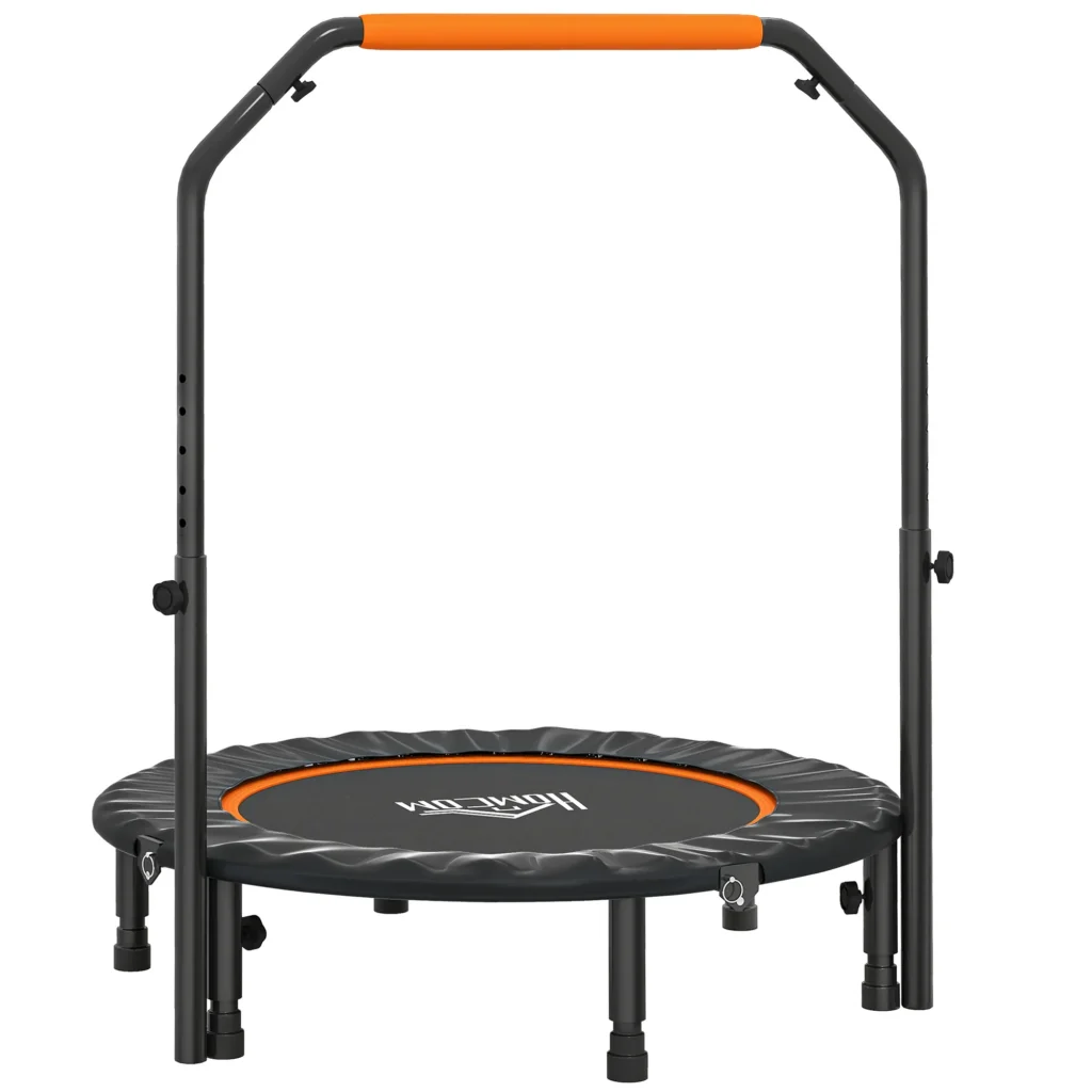 Trampoline de Fitness Pliable 102 cm avec Poignée Réglable – Noir & Orange