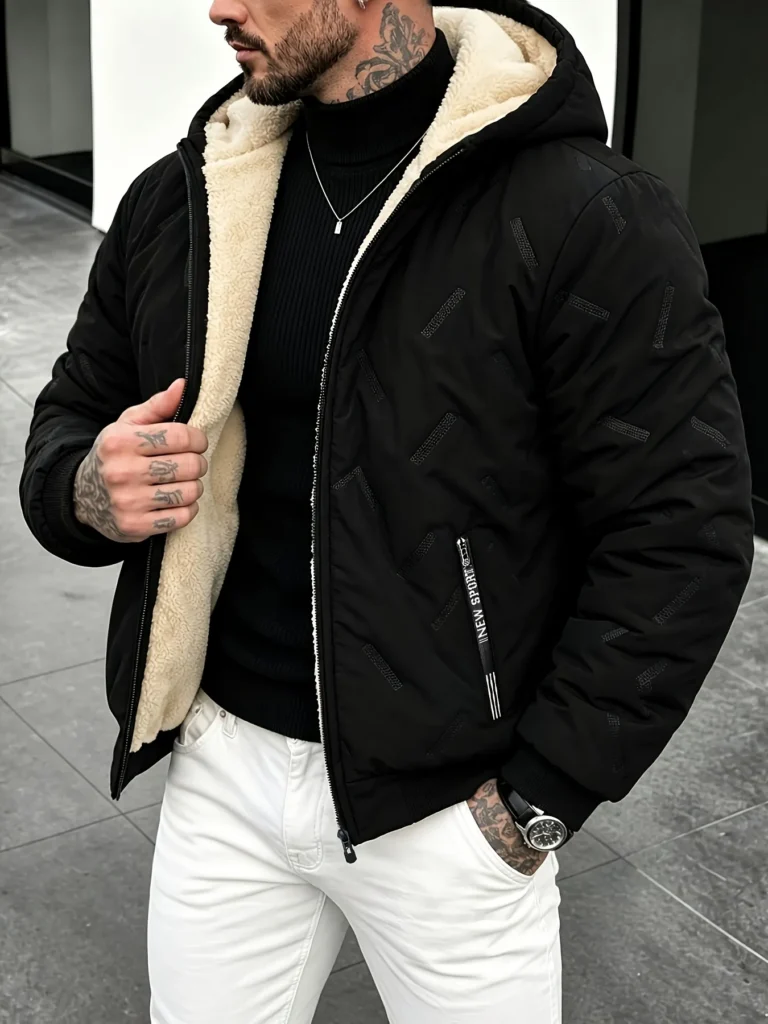 Veste Homme à Capuche Doublée Coupe-Vent – Automne Hiver