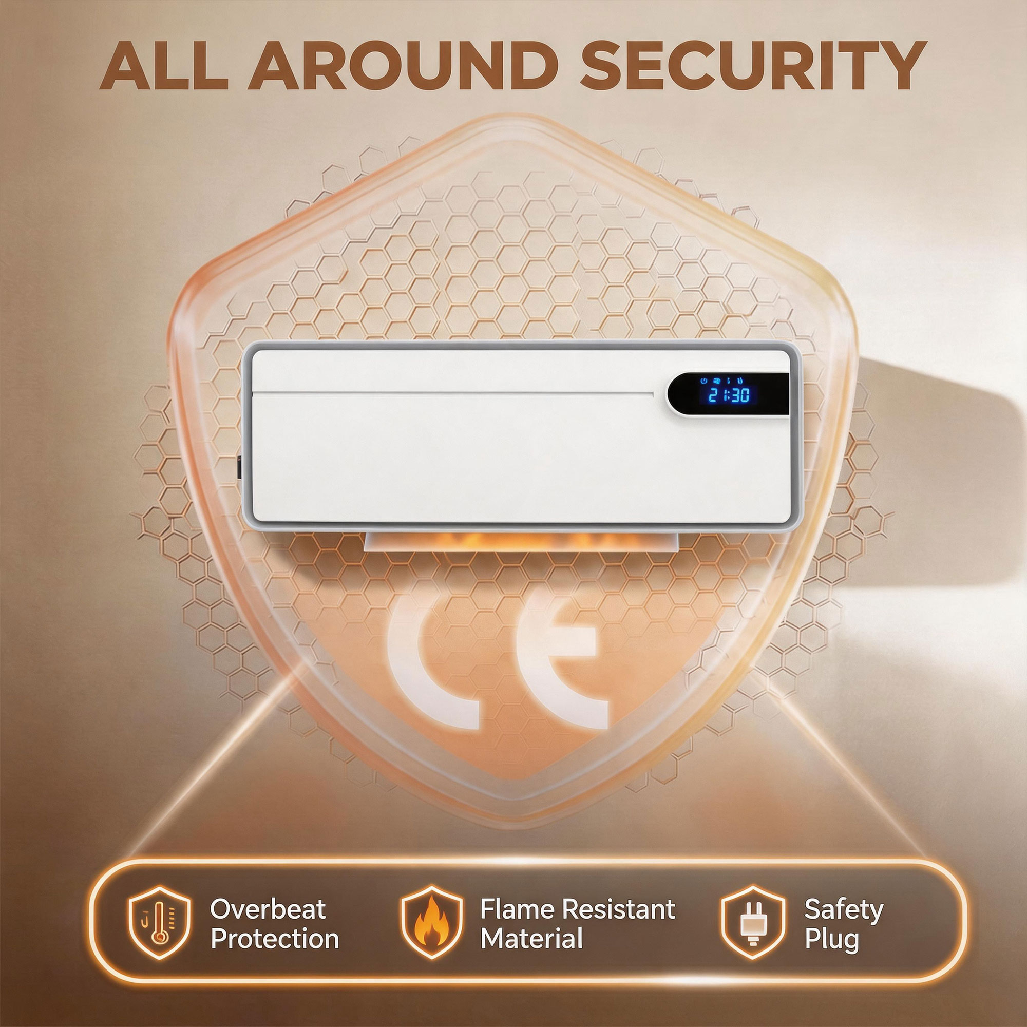 Chauffage soufflant mural connecté Wi-Fi 2000 W – Céramique PTC, Tuya, Alexa, Google Assistant et télécommande – Blanc – Bild 9