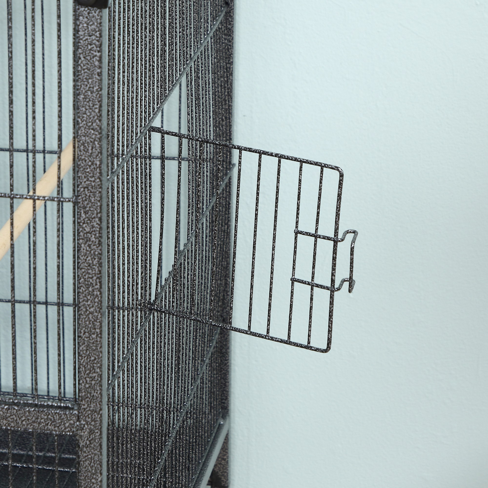 Volière pour Oiseaux PawHut – Double Cage Modulable sur Roulettes – Noir & Gris - Image 9