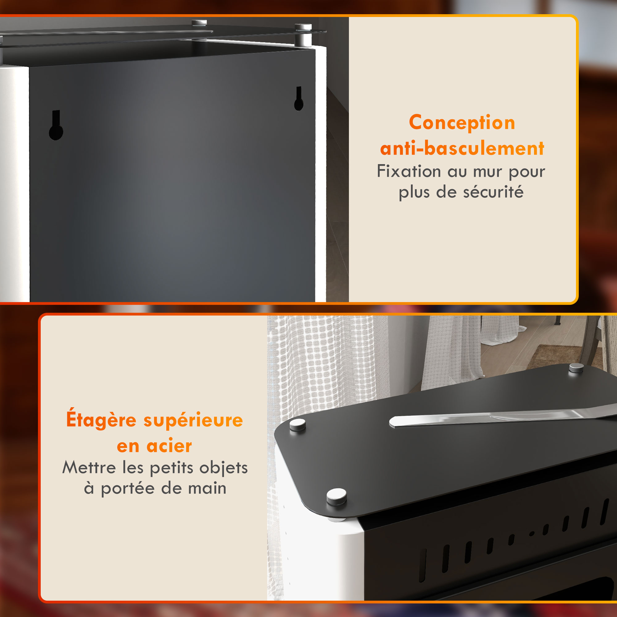 Poêle au Bioéthanol 1,2 L – Cheminée sur Pied 82 cm – Noir et Blanc - Afbeelding 6