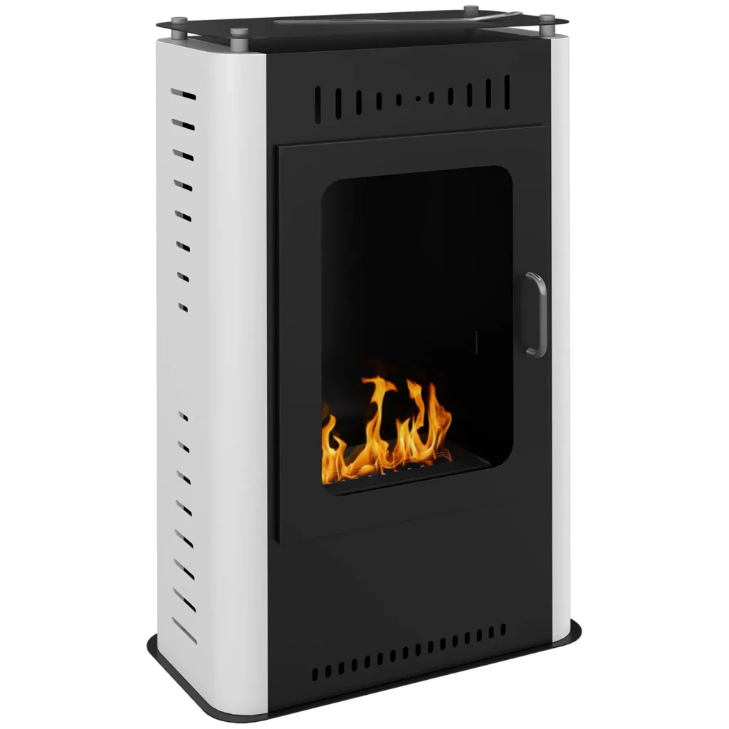 Poêle au Bioéthanol 1,2 L – Cheminée sur Pied 82 cm – Noir et Blanc
