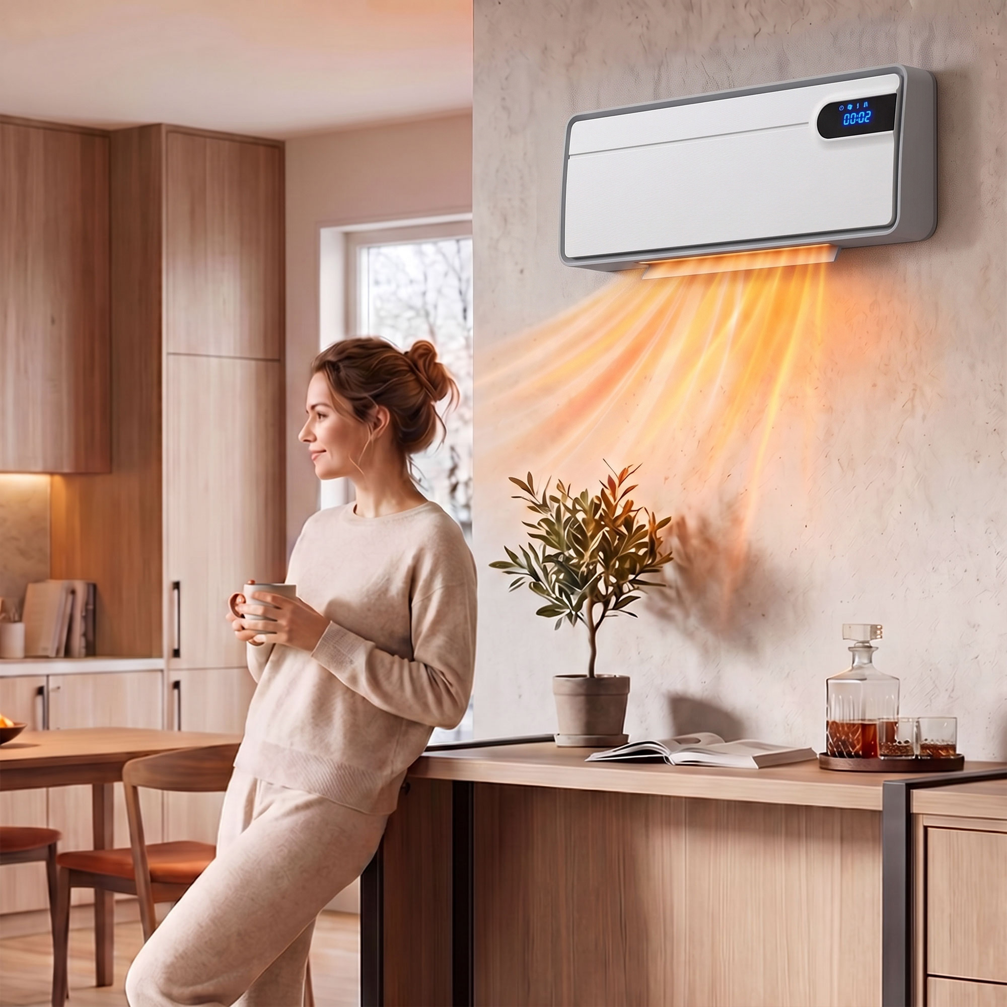 Chauffage soufflant mural connecté Wi-Fi 2000 W – Céramique PTC, Tuya, Alexa, Google Assistant et télécommande – Blanc – Bild 10