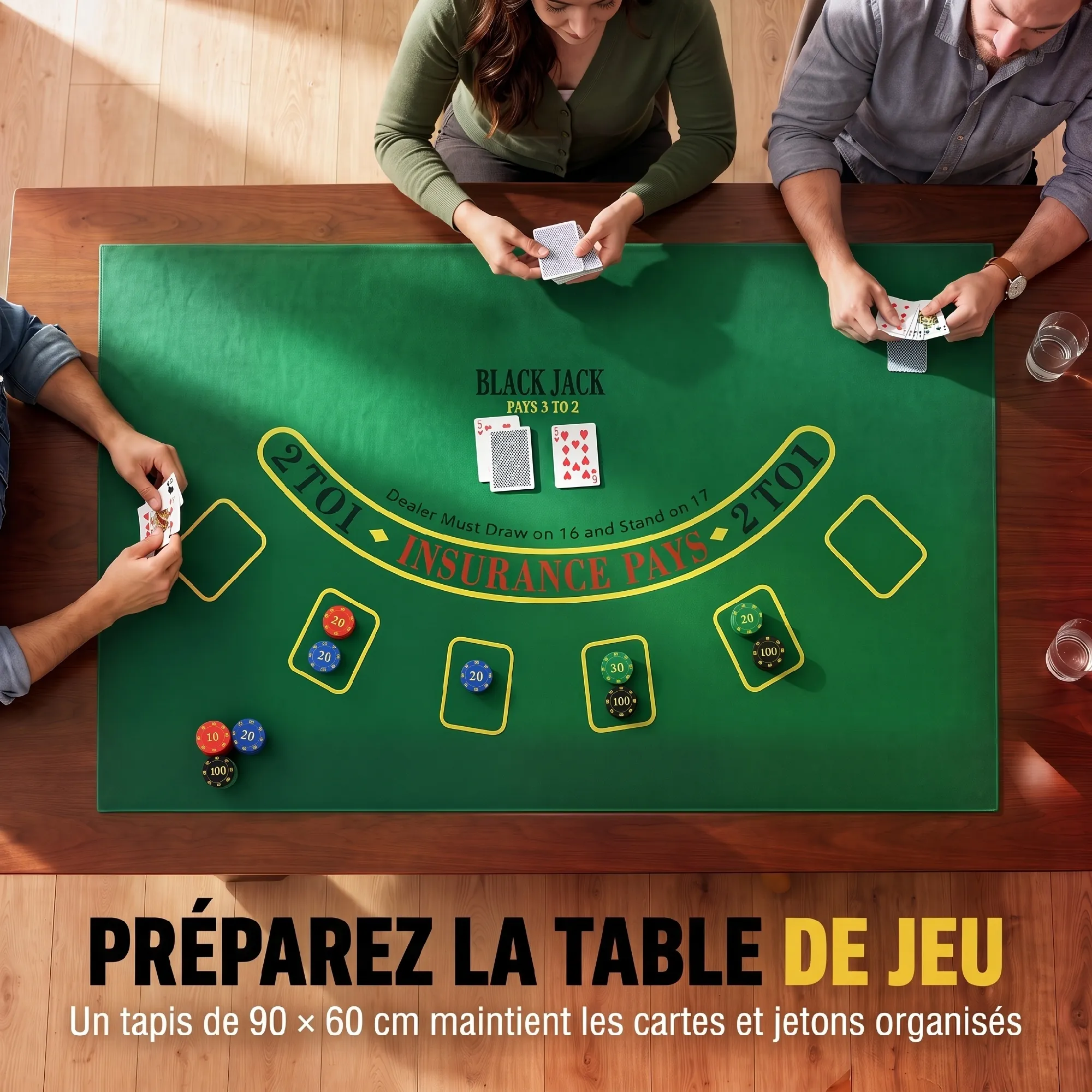 Mallette de poker argentée 500 jetons numérotés – Tapis 90 × 60 cm, cartes, dés et accessoires – Bild 6